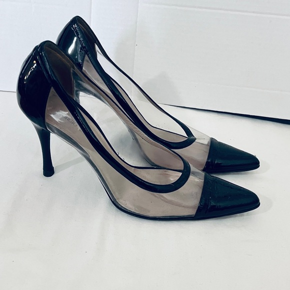 Giorgio Armani Black Patent Leather and PVC Stiletto Heel Size 38 (8)) - Picture 3 of 13